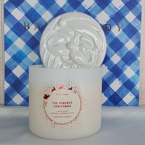 BATH & BODY WORKS 'THE PERFECT CHRISTMAS' 3~WICK CANDLE 'SANTA' CERAMIC TOP